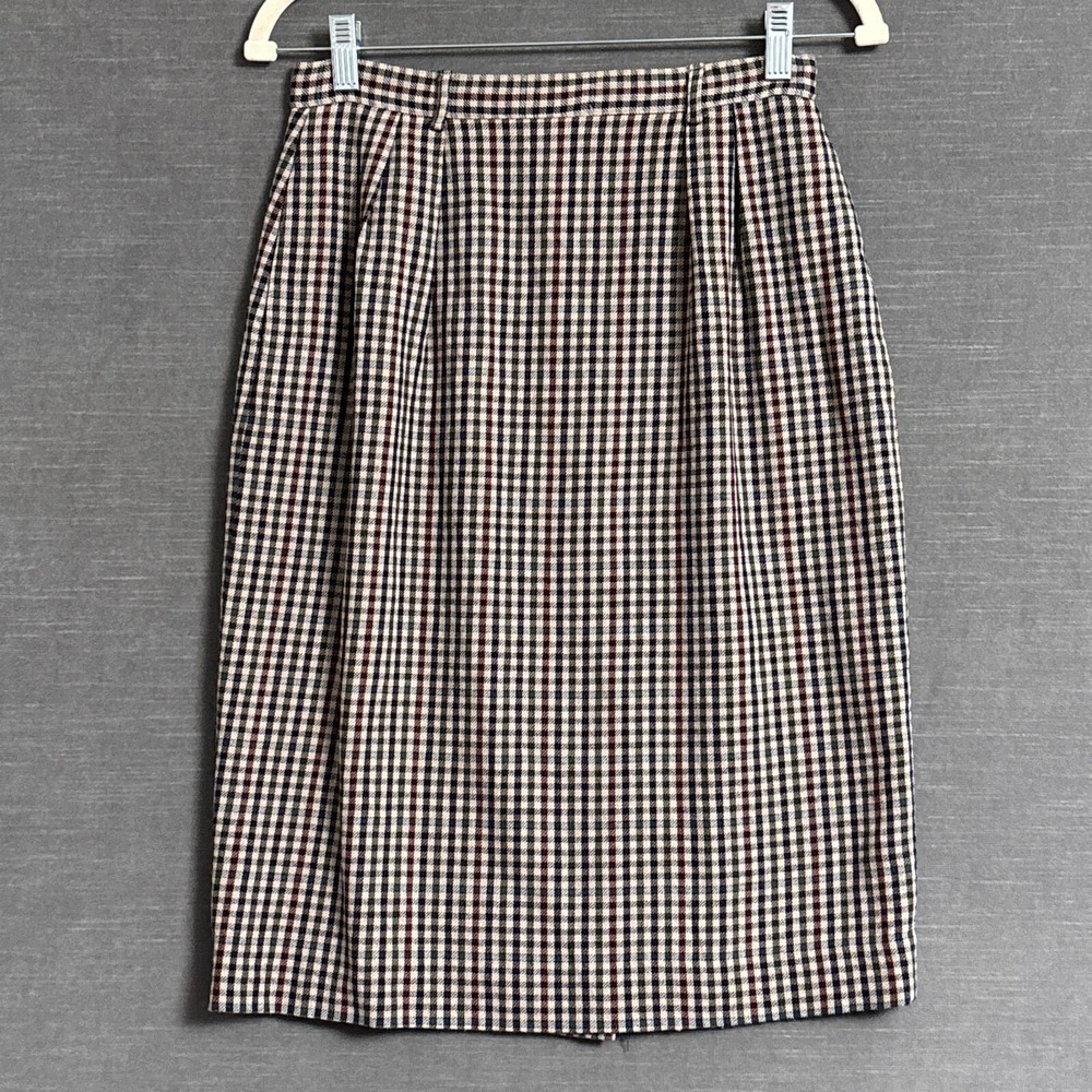Vintage Talbots Skirt 10 Wool Plaid Midi Pencil Academia Classic Preppy Retro‎